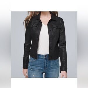 WHBM Wax Coated Denim Black Jacket